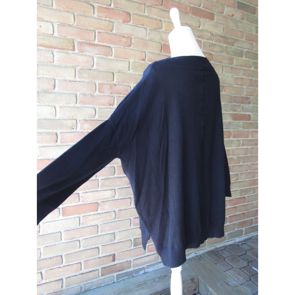 NWT Adrianna Papell Womens M Sweater Black Long Sleeve Pullover Middle Seam - Picture 15 of 16